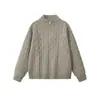 Suéter Tejido Aran para Hombre Pareja Cuello Alto Media Cremallera Punto Trenzado Estilo Old Money Otoño Invierno Otoño Invierno Fábrica Transfronteriza