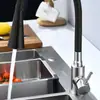 Grifo de Cocina Ruso Negro de Silicona Tubería Giratoria Grifo Fregadero Acero Inoxidable Giratorio Caliente y Frío Grifo Doméstico