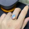 Anillo de plata de ley Explosions con ópalo natural incrustado apertura ajustable piedra principal 8x 12 mm directo de fábrica venta al por mayor de fábrica