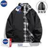 Jaqueta NASA Joint Outono Nova Dupla Face Gola Xadrez Jaqueta com Zíper para Homens e Mulheres com o Mesmo Estilo Top para Casal