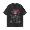 LAZADA cross-border moda nacional lavada AliExpress algodão manga curta camiseta masculina verão retrô casal angustiado top ins