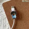 Protector de cable de datos acrílico 2D, previene la rotura, presenta diseños de animales de dibujos animados, cable de datos para teléfono Tipo-C, para ventas transfronterizas