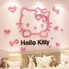 Pegatinas de pared de gato hellokitty dibujos animados lindo gatito rosa acrílico pegatinas de pared tridimensionales pared de fondo para habitación infantil