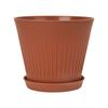 Macetas Redondas con Boca Ancha Rayadas de Color Puro de Plástico Escarchado con Platos de Amazon para Plantación de Flores en Interiores y Exteriores