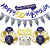 Decorações de Festa de Aniversário Transfronteiriças 18/21/30 Anos Tema Azul e Dourado Bandeira Balão Topper de Bolo Conjunto de Arranjo