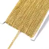 Fita de Renda Ondulada em Forma de S com Fio Dourado e Prateado em Dois Tons com Borda Costurada à Mão para Bolsas, Cortinas, Toalhas de Mesa e Acessórios de Vestuário