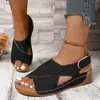 Novas sandálias plataforma femininas com tiras de velcro, bico aberto, sapatos casuais de sola grossa, sola macia, sapatos confortáveis para mães, tamanho 36-45