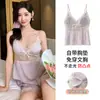 Pijama Feminino de Alcinha Novo Verão 2024 Seda Gelo e Neve Sexy Doce Pura Elegância Shorts Roupa de Casa conjunto