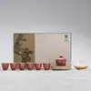 Conjunto de Chá Kung Fu Vermelho Feijão Claro das Dinastias Tang e Song, Conjunto Caixa de Presente para Uso Doméstico, Conjunto Completo de Chá com Conjunto de Xícaras com Tampa de Garça Estampada a Ouro