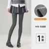 Leggings Grises para Mujer Petite Otoño Invierno Costilla Vertical Cintura Alta Adelgazantes Cálidos Pantalones de Algodón Mallas Forradas de Polar