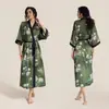 Vestido Pijama de Comercio Exterior para Mujer Verano Estampado Tallas Grandes Bata Ropa de Casa para Mujer Lujo Ligero Satén de Seda Artificial Bata de Baño para Dama Ropa de Casa