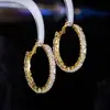Pendientes de Aro de Circonita Estilo Europeo y Americano, Pendientes Circulares de Lujo Ligero Personalizados Transfronterizos, Pendientes con Cierre de Aguja de Plata 925