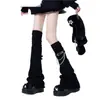Calcetines Y2k Hasta la Rodilla Calcetines Apilados Apilados para Otoño e Invierno Calcetines JK Cubre Piernas Subcultura Cadena de Cuerno Hebilla de Cuero Envuelto Negro