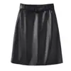 Falda de Cuero con Hebilla Vintage para Mujer, Otoño 2026 Nueva Falda de Cintura Alta Ajustada al Cuerpo que Resalta las Caderas, Falda Lápiz de Longitud Media Adelgazante