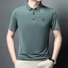 Nueva Camiseta de Hombre Papá de Mediana Edad Verano Seda de Hielo Camiseta Base de Hombre Top Camisa Polo Ropa de Hombre