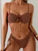 2024 Aliexpress Amazon Traje de baño de dos piezas para mujer europeo y americano Bikini con estampado en relieve Push-up de acero 1660W