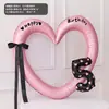 Balão de Coração Vazado de 40 polegadas Menina Laço Rosa Balão de Número Decoração Arranjo de Aniversário de Crianças de Um Ano