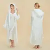 Estilo Europeu e Americano Camisola Feminina Personalizada, Camisola de Dormir, Roupão Longo com Capuz, Conjunto de Roupão de Banho Luxuoso e Sexy para Primavera e Verão