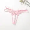 Calcinha Erótica Plus Size Feminina Tanga com Massagem de Pérolas Renda Sexy Transparente Tentação T-back Europeu e Americano
