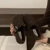 Zapatos grises mullidos de suela plana para mujer, estilo nuevo para invierno, lana, suela suave, sin cordones, forro de felpa, algodón, zapatos estilo Birkenstock