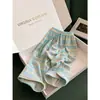 Calça de Pijama Listrada com Cordão Estilo Coreano para Mulheres, Verão, Cintura Alta Elástica, Solta, Macia, Respirável, Adequada para Caminhar ao Ar Livre ou Relaxar em Casa