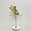 Soporte de Joyería de Hierro de Alta Gama Color Dorado, Estante de Almacenamiento Integrado para Pendientes, Collares y Pulseras, Bandeja Multifuncional de Terciopelo