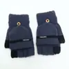 Luvas de inverno quentes fofas novas desenho animado flip meio dedo veludo espessado tricotado estudante feminina exterior equitação à prova de frio