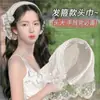 Faixa de Cabeça de Renda Verde Estilo Tian Xiwei para Crianças, Lenço Triangular Estilo Pastoral Princesa Baotou para Fotos de Férias na Praia