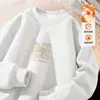 Sudadera de Forro Polar Roja para el Año del Caballo, Otoño e Invierno Espesa Versátil Holgada de Cuello Redondo para Hombre