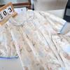 Novas Pijamas de Algodão de Verão com Gola Boneca em Tricoline Desenho Animado Paraíso dos Pets Femininas São Soltas e Respiráveis para Casa e Podem Ser Usadas Fora