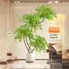 Nantian Bambú Estilo Lujo Ligero Árbol Artificial Decoración Interior Sala de Estar Adornos de Pie Paisajismo Planta Verde Biónica Flor de Seda en Maceta Otros