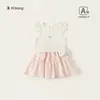Frete Grátis Roupa Infantil Doce Conjunto de Verão para Bebês Meninas, Conjunto de Duas Peças com Colete de Manga Flare e Saia para Meninas