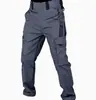 Pantalones Casuales para Hombre Primavera y Otoño Sueltos Rectos Cargo Funcionales para Exteriores Pantalones Largos Bolsillos Grandes Textura Ligeramente Arrugada