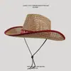 Chapéu de Cowboy Masculino de Verão Chapéu de Palha com Proteção Solar para Uso Externo Chapéu de Sol Unissex Chapéu de Palha de Agricultor de Verão Chapéu de Praia
