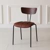 Cadeira de jantar nórdica Italiano moderno simples Restaurante Solid Wooden Cadeira encosto Mesa Cadeira Ironwork Home Casual Cadeira de couro
