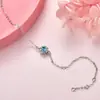 Estilo Coreano en Vivo Más Vendido Pulsera de Imitación de Moissanita para Mujer Incrustada con Diamante Completo Pulsera de Zirconia de Cristal Azul Joyería de Moda Simple