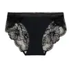 Sexy Ice Silk Traceless Europeu e Americano-estilo Costura Renda Oca Roupa Interior Feminina Cintura Média Algodão Virilha Respirável Cuecas Invisíveis para Mulheres