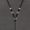Pingente Prata Tibetana Mantra de Seis Caracteres com Cordão Grosso, Cordão para Pendurar no Pescoço, Cordão para Pingente, Pingente de Jade Guanyin, Jadeíte