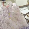 NingliPurple Mist Tang! Vestido Princesa Qipao para Meninas 2025 Novo Estilo Vestido de Aniversário Vestido Hanfu para Crianças Pequenas Estilo Nacional