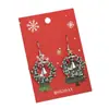 Brincos de Guirlanda de Natal Europeus e Americanos Transfronteiriços Brincos de Diamante Verde Gancho de Orelha com Sino de Strass Brincos de Laço Atacado