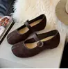 Zapatos de mujer vintage de gamuza estilo francés, nueva colección de otoño 2026, impresionantes zapatos Mary Jane Birkenstock con plataforma interior, zapatos de ballet