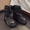 Nuevas botas Martin vintage de hebilla de cinturón para otoño e invierno para mujer, zapatos de mujer de moda versátiles de suela gruesa, botines vintage, botines para mujer