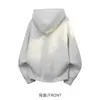 Sudadera con capucha americana de calle de moda, top casual holgado, chaqueta con cremallera tipo cárdigan, blanco, gris, gris claro, no