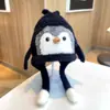 Chapéu infantil fofo para proteger as orelhas no outono e inverno, adorável chapéu de lã tricotada para bebê, chapéu de pinguim que faz barulho, quente e à prova de vento