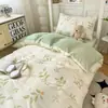 Juego de ropa de cama de tres piezas de algodón para dormitorio estudiantil, modelo nuevo 2026 de algodón puro, sábana plana, sábana ajustable, funda de edredón, ropa de cama fresca y sencilla