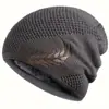 Chapéu de Inverno Masculino com Forro de Fleece, Gorro Tricotado Grosso para Ciclismo de Inverno, Proteção para as Orelhas, Chapéu de Puxar à Prova de Frio, à Prova de Vento e Moderno para Uso ao Ar Livre