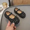 Zapatos de princesa estilo coreano para niñas 2026 verano y otoño nuevos zapatos casuales vintage de lunares para niñas, zapatos de cuero para niños, merceditas para bebé