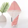 Transmisión en Vivo Mismo Estilo Gorro Espeso de Doble Capa para Secar el Cabello, Toalla de Cabello de Coral Absorbente de Agua con Bloques de Color, Gorro de Ducha para Estudiante, Venta al por Mayor
