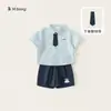 [Colección de Ropa de Verano para Niños] Pantalones Cortos de Manga Corta para Niños, Conjunto de Dos Piezas Estilo Chino, Ropa para Bebés, Disfraces para Actuaciones en Escenario