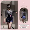 Xishi Atuendo Sexy de Secretaria Ol Lencería Falda con Tirantes de Cintura Alta Uniforme Burlón Pijamas Qqny para Mujer A174